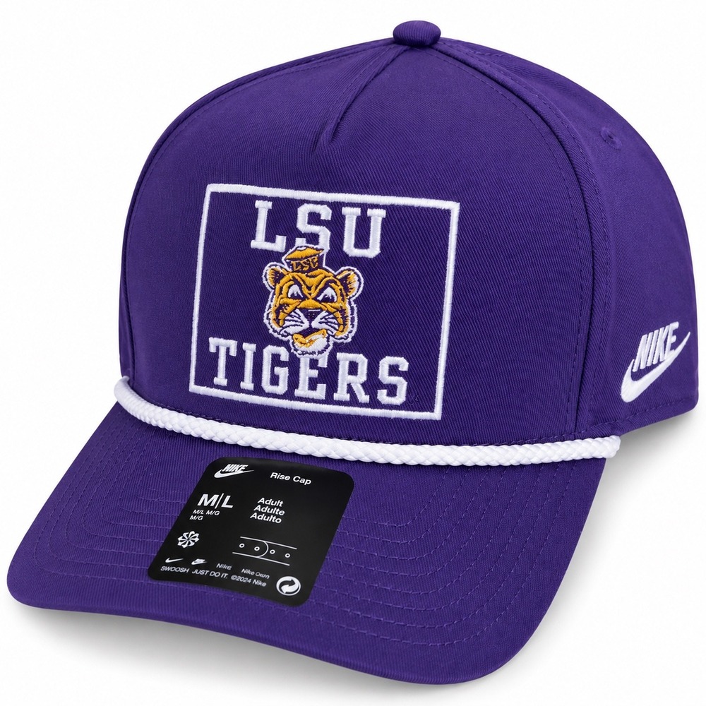 Nike LSU Tigers Rise Rope Hat M/L Purple Stretch Fit NCAA College Vault NWT